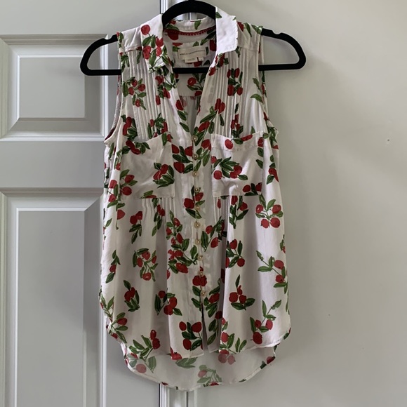 Vera Wang for Anthropologie sleeveless cherry print blouse - Picture 2 of 4